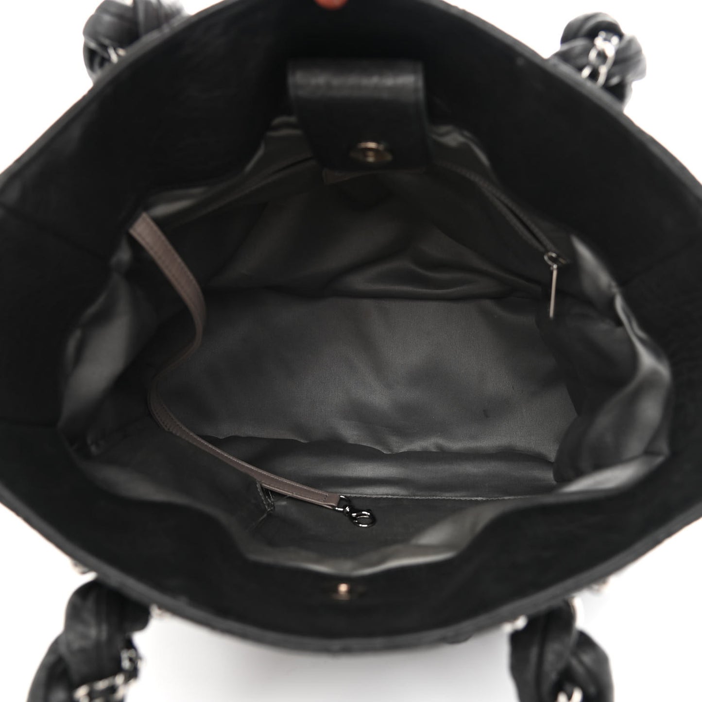 Distressed Lambskin Vintage Ligne Lady Braid Tote Black