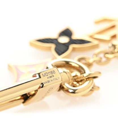 Louis Vuitton Brass Enamel Fleur De Monogram Bag Charm Chain Gold 4 of 4