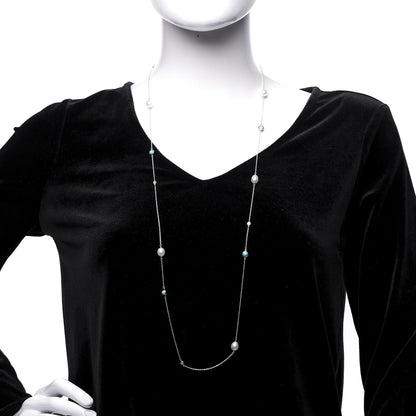 Tiffany Sterling Silver Diamond Pearl Turquoise Elsa Peretti Color By The Yard Sprinkle Necklace 2 of 7