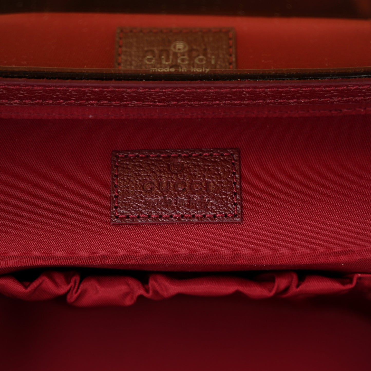 GG Supreme Monogram Ancora Calfskin Vanity Cosmetic Case Beige Ebony Rosso