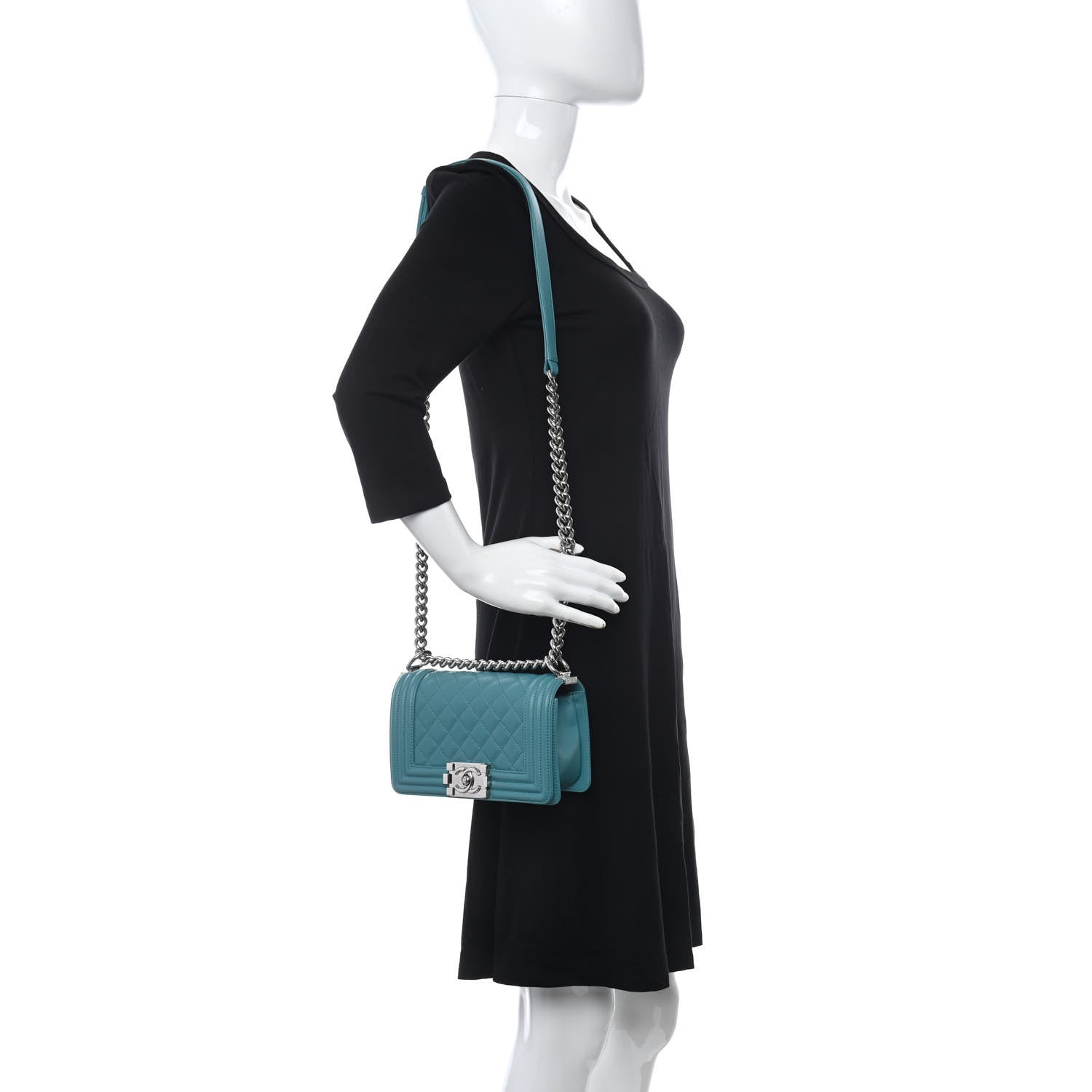 Chanel Calfskin Quilted Small Boy Flap Turquoise 2 of 11