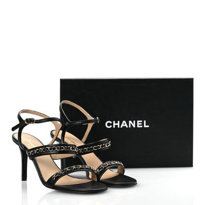 Chanel Lambskin Chain Strap Sandals 40 Black 14 of 14
