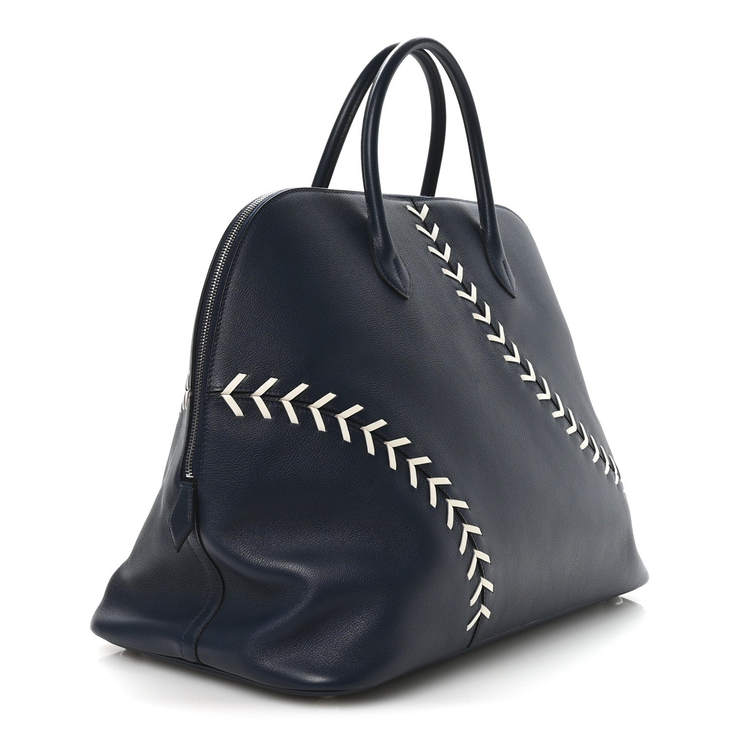 Hermes Evercolor 1923 Bolide 45 Baseball Bag Bleu De Malte Blanc 2 of 9