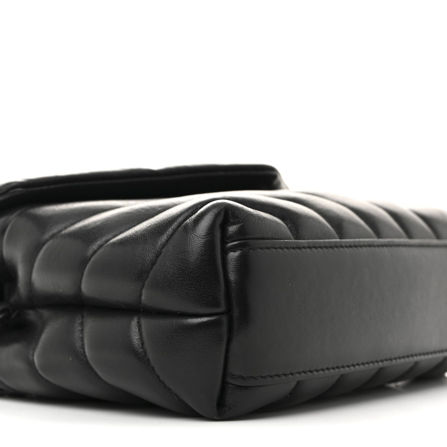 Calfskin Y Quilted Monogram Monochrome Toy Loulou Crossbody Bag Black