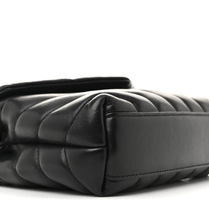 Saint Laurent Calfskin Y Quilted Monogram Monochrome Toy Loulou Crossbody Bag Black 9 of 16