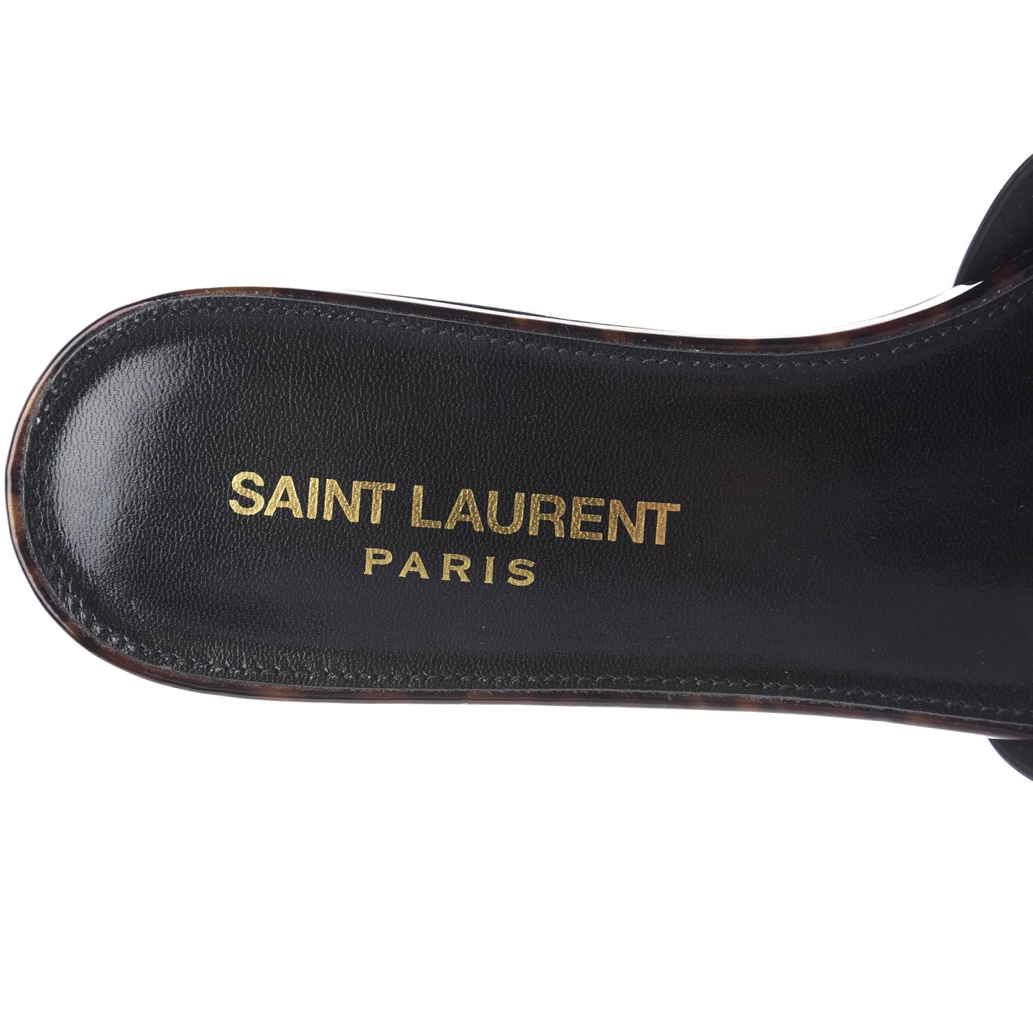 Saint Laurent Patent Calfskin Nu Pied 05 Slide Sandals 36 Tortoise 7 of 8