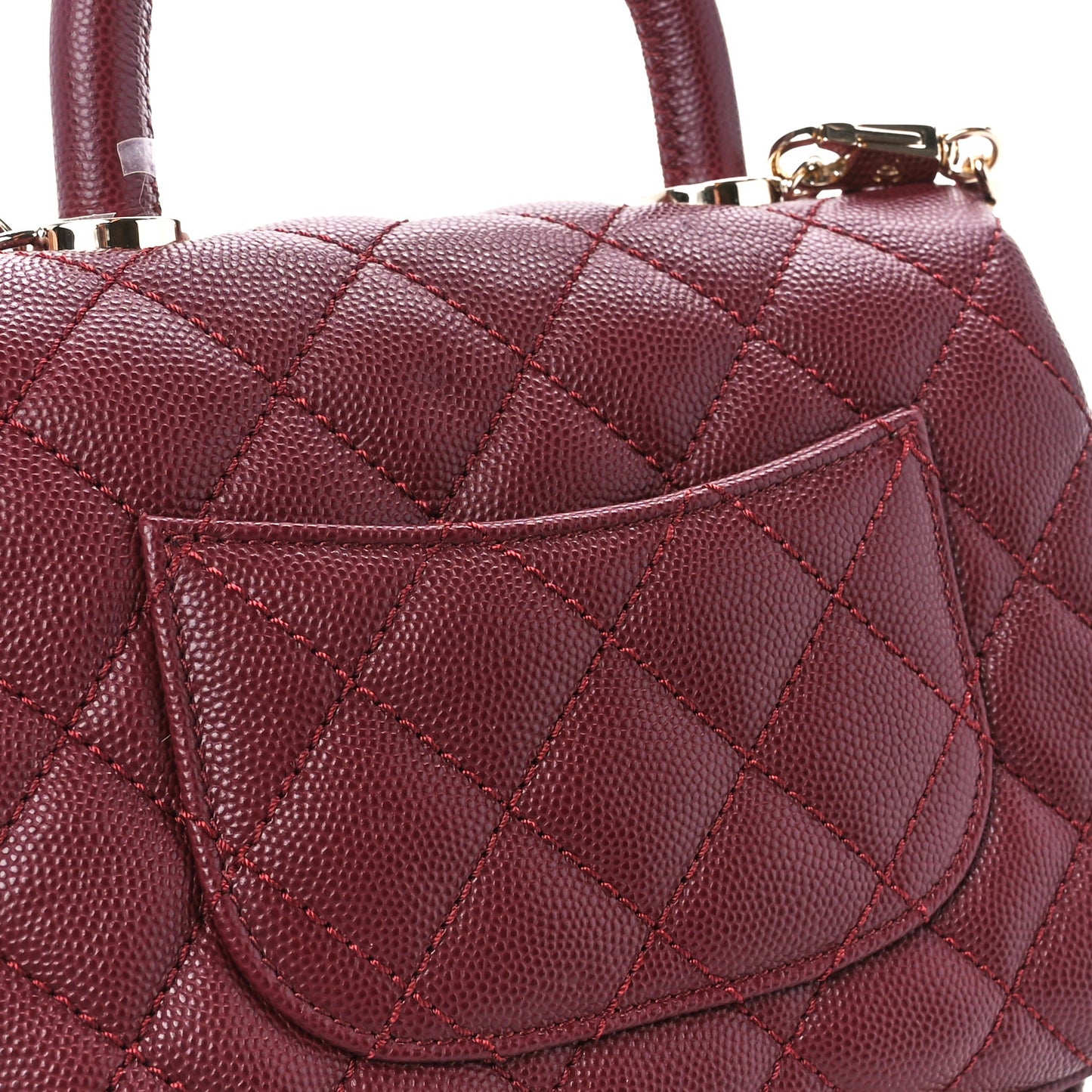 Caviar Quilted Extra Mini Coco Handle Flap Burgundy