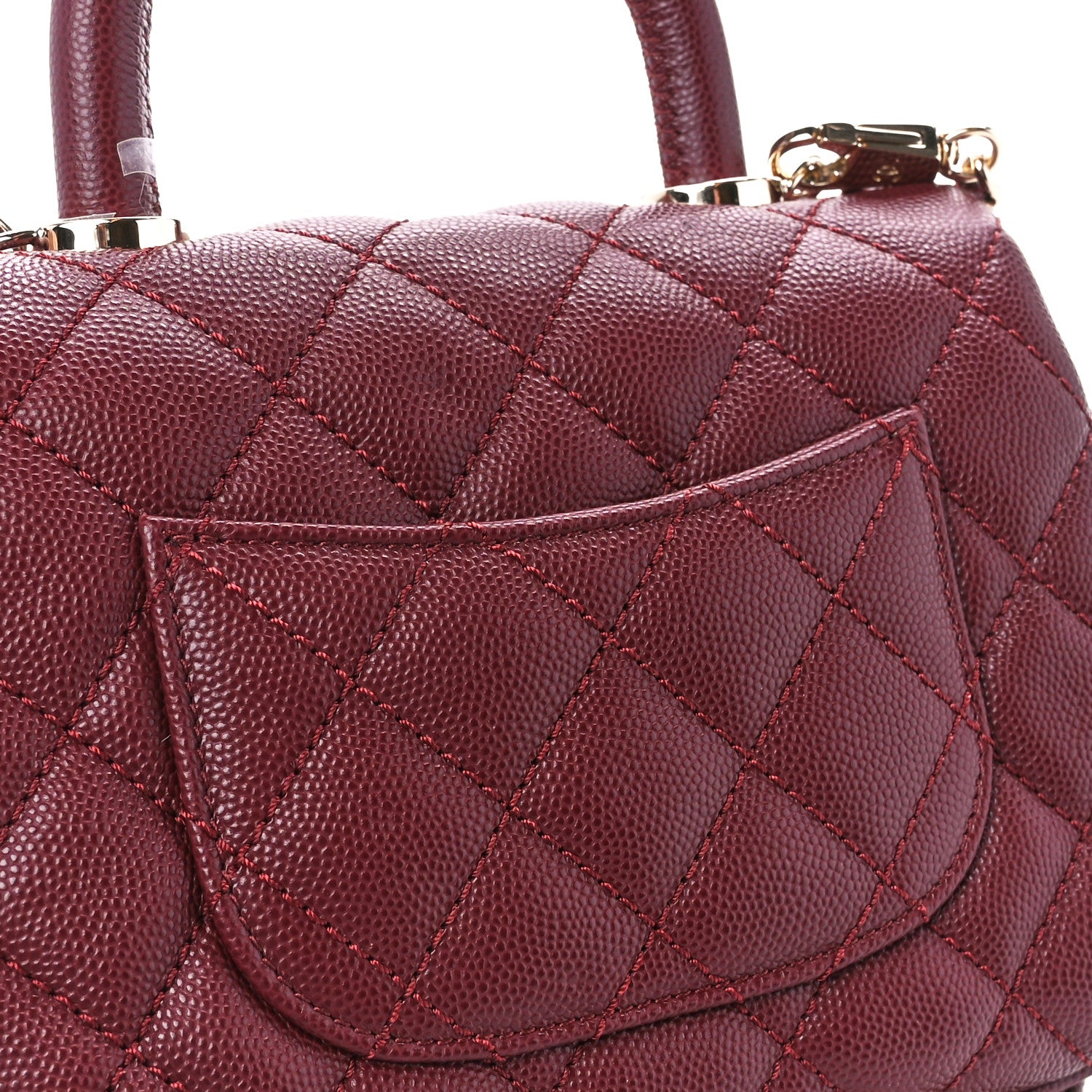 Chanel Caviar Quilted Extra Mini Coco Handle Flap Burgundy 12 of 13