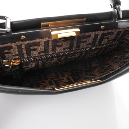 Fendi Vitello Zucca Medium Peekaboo Iconic Satchel Black Tobacco 6 of 8