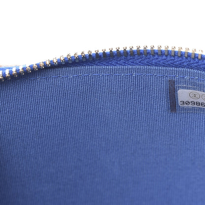 Chanel Raffia Jute Striped Small Vanity Case With Chain Blue Beige 7 of 10