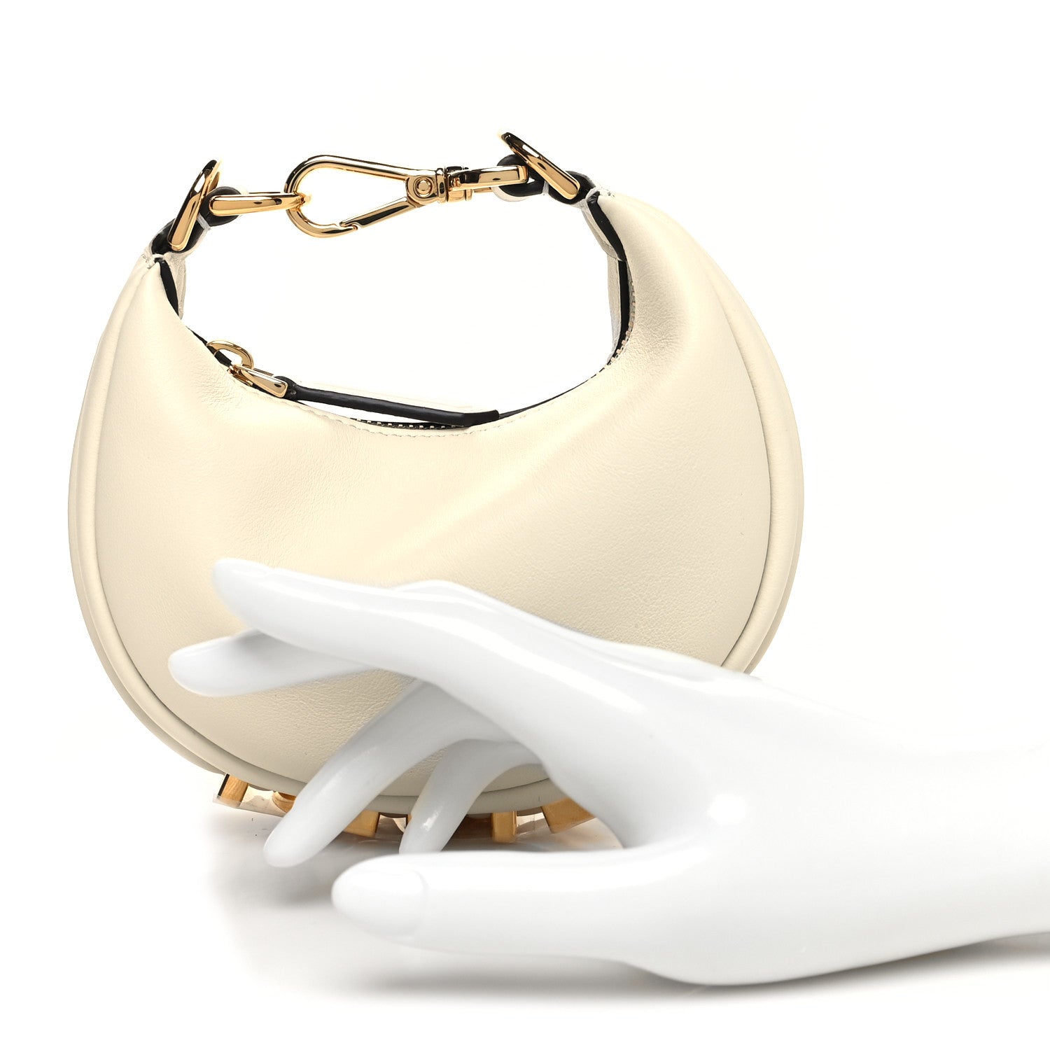 Fendi Vitello Grace Matte Nano Fendigraphy Hobo Charm White Ice 2 of 11