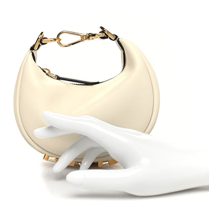 Fendi Vitello Grace Matte Nano Fendigraphy Hobo Charm White Ice 2 of 11