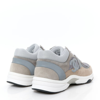 Chanel Fabric Suede Calfskin CC Sneakers 39 Grey Beige 5 of 10