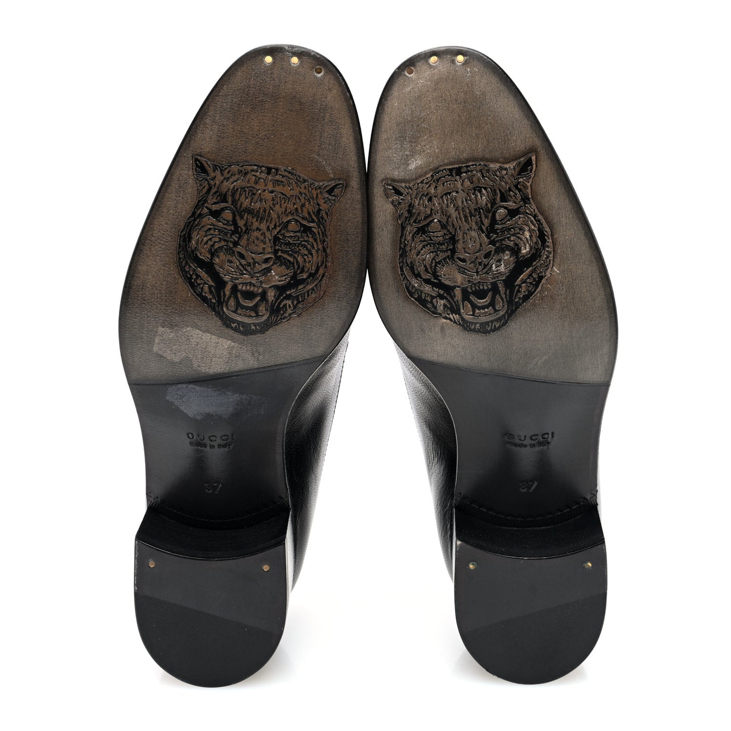Goatskin Womens Chain Mid-Heel Loafers 37 Black