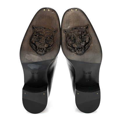 Gucci Goatskin Womens Chain Mid-Heel Loafers 37 Black 6 of 8