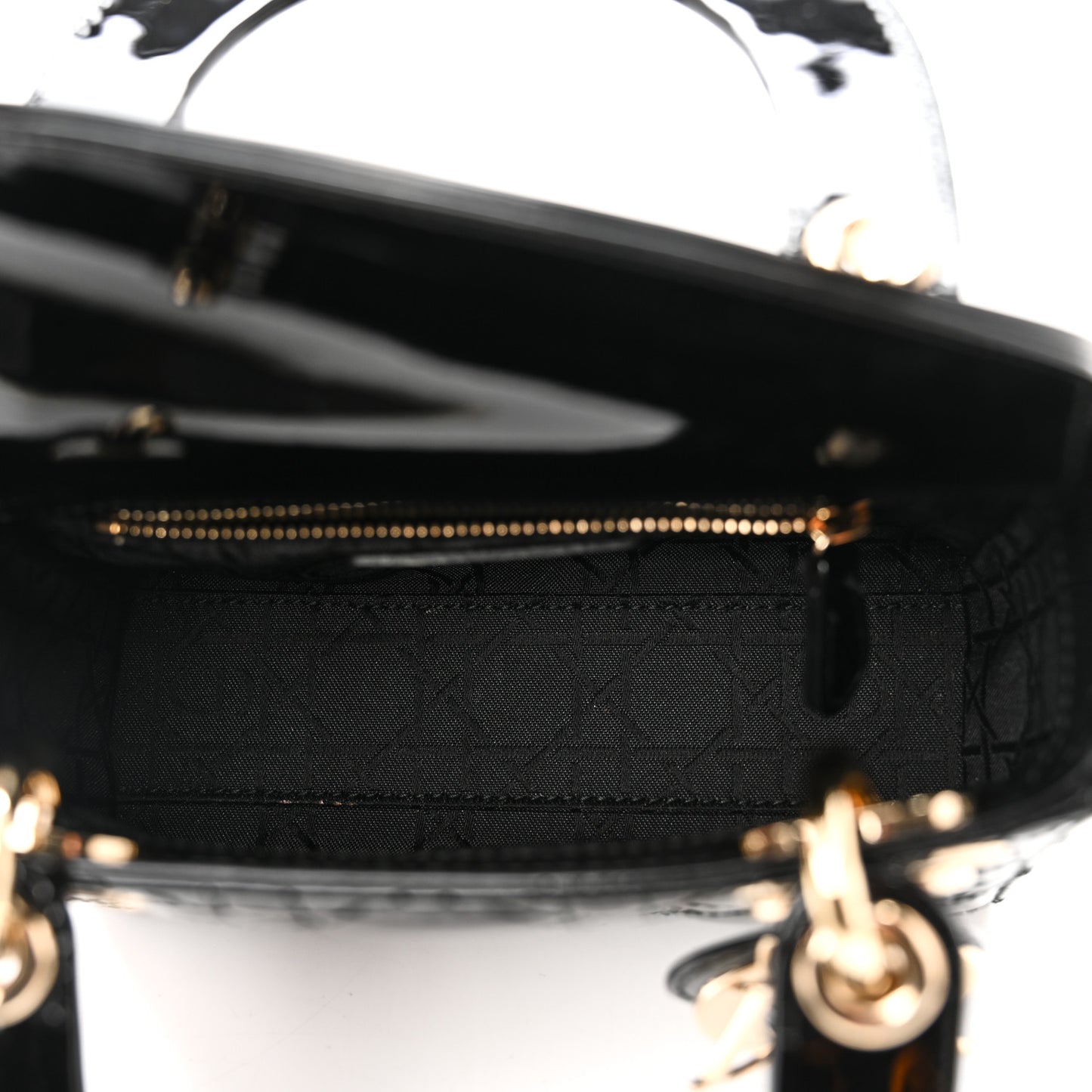 Patent Cannage Mini Lady Dior Black