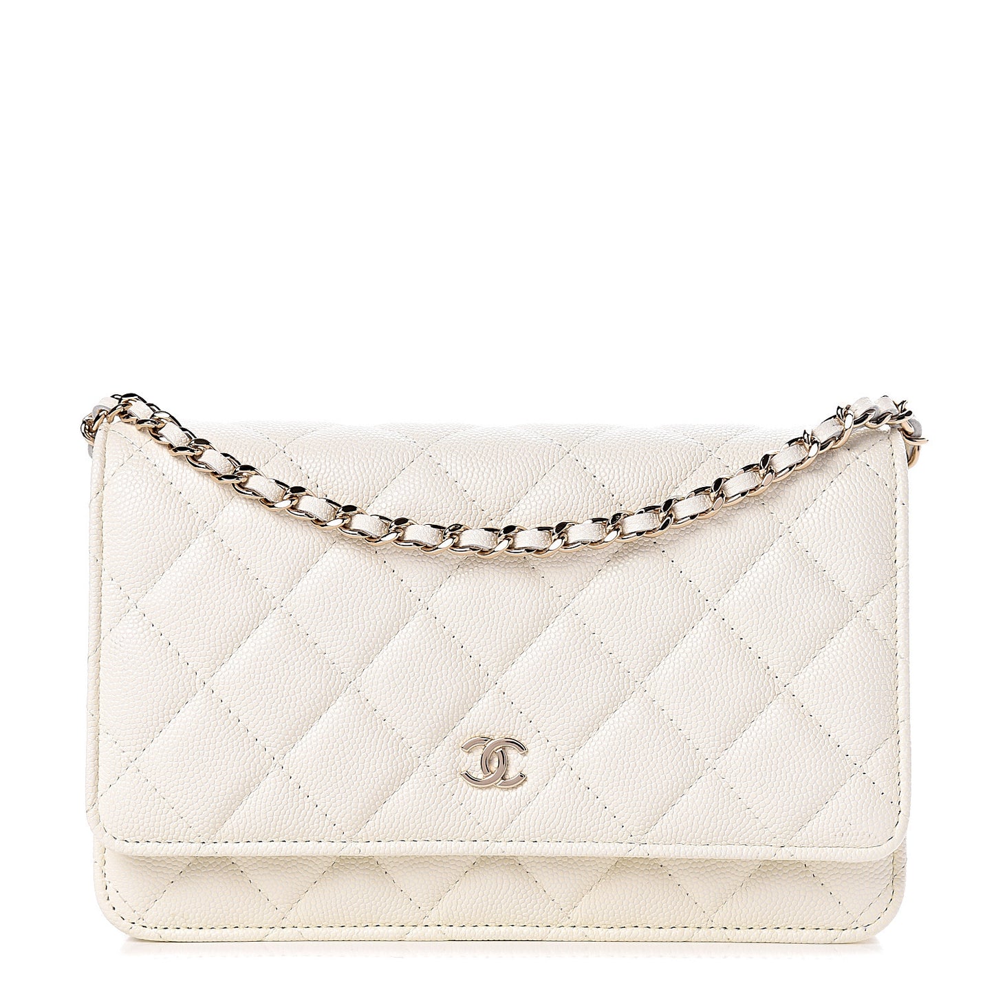 Caviar Quilted Wallet On Chain WOC White
