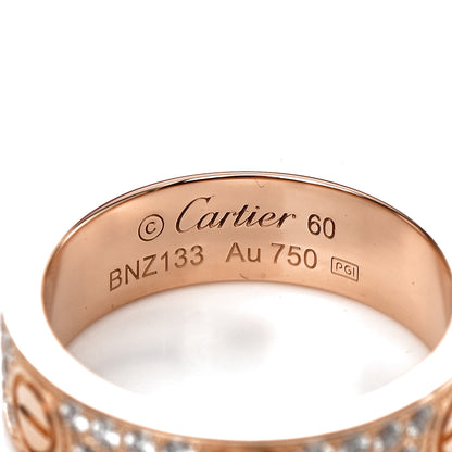 Cartier 18K Pink Gold Diamond 6.5mm LOVE Paved Ring 60 9 4 of 5