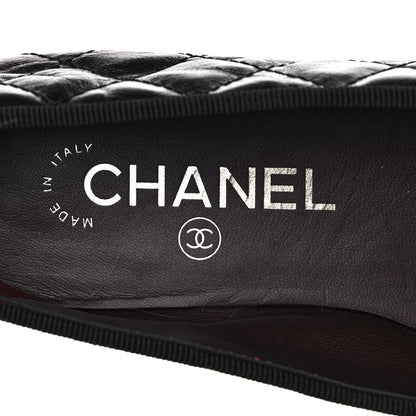 Chanel Aged Calfskin Quilted CC Cap Toe Ballerina Flats 36 Black 7 of 10