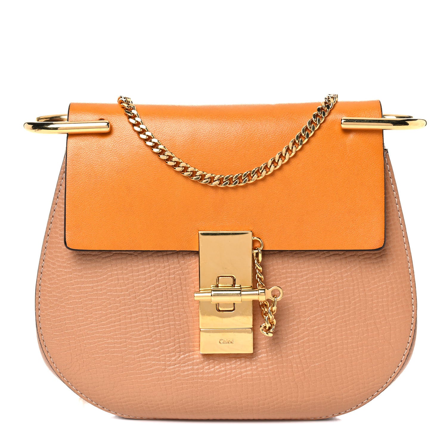 Chloe Grained Calfskin Lambskin Medium Bi-Color Drew Shoulder Bag Wet Sand Sunflower 1 of 15