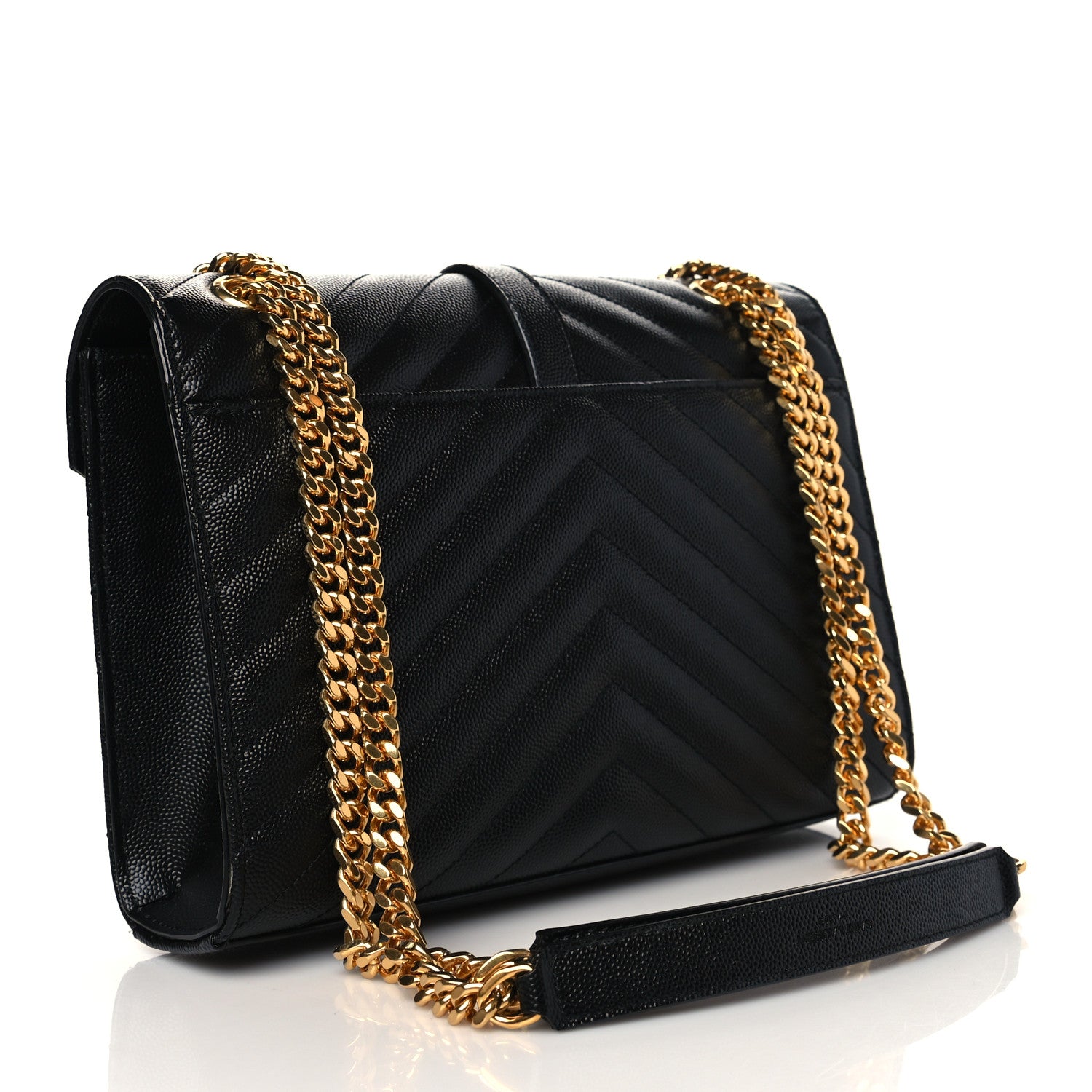Saint Laurent Grain De Poudre Matelasse Chevron Medium Monogram Satchel Black 3 of 10