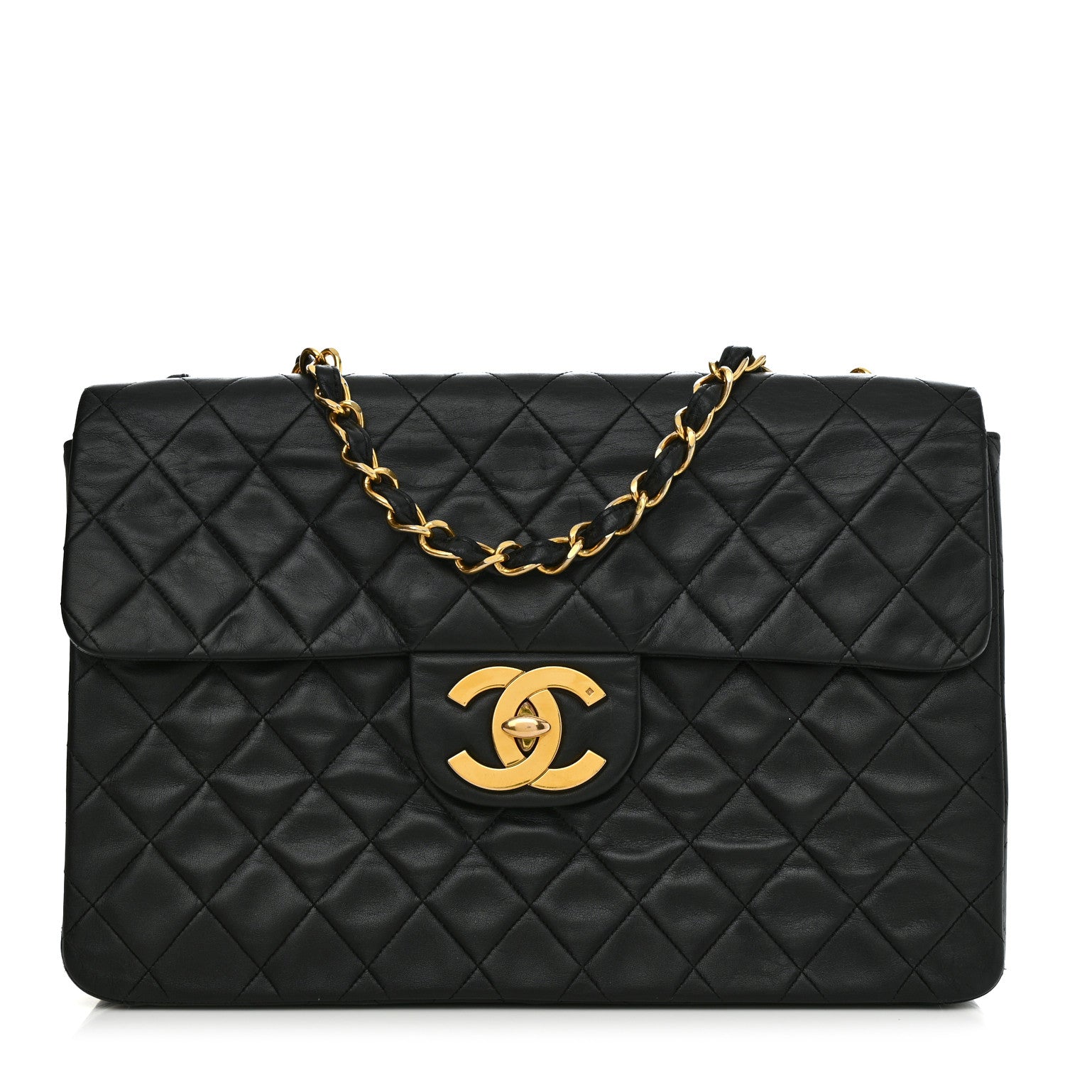 Chanel Lambskin Quilted XL Jumbo Single Flap Black 1 of 11