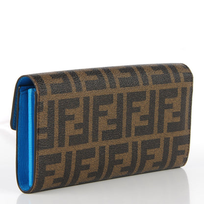 Fendi Zucca Spalmati Vitello Elite Simply Continental Wallet Tobacco Turchese 3 of 9