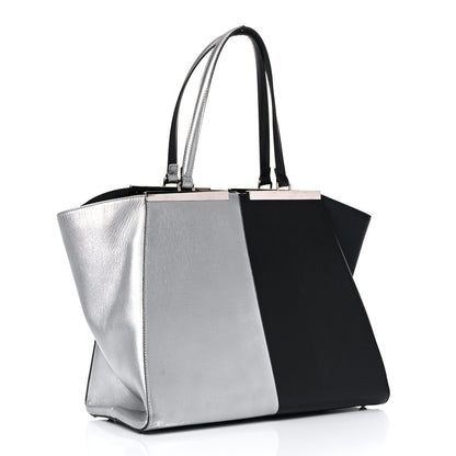 Fendi Vitello Elite Bi Color 3Jours Tote Argento Black 3 of 28