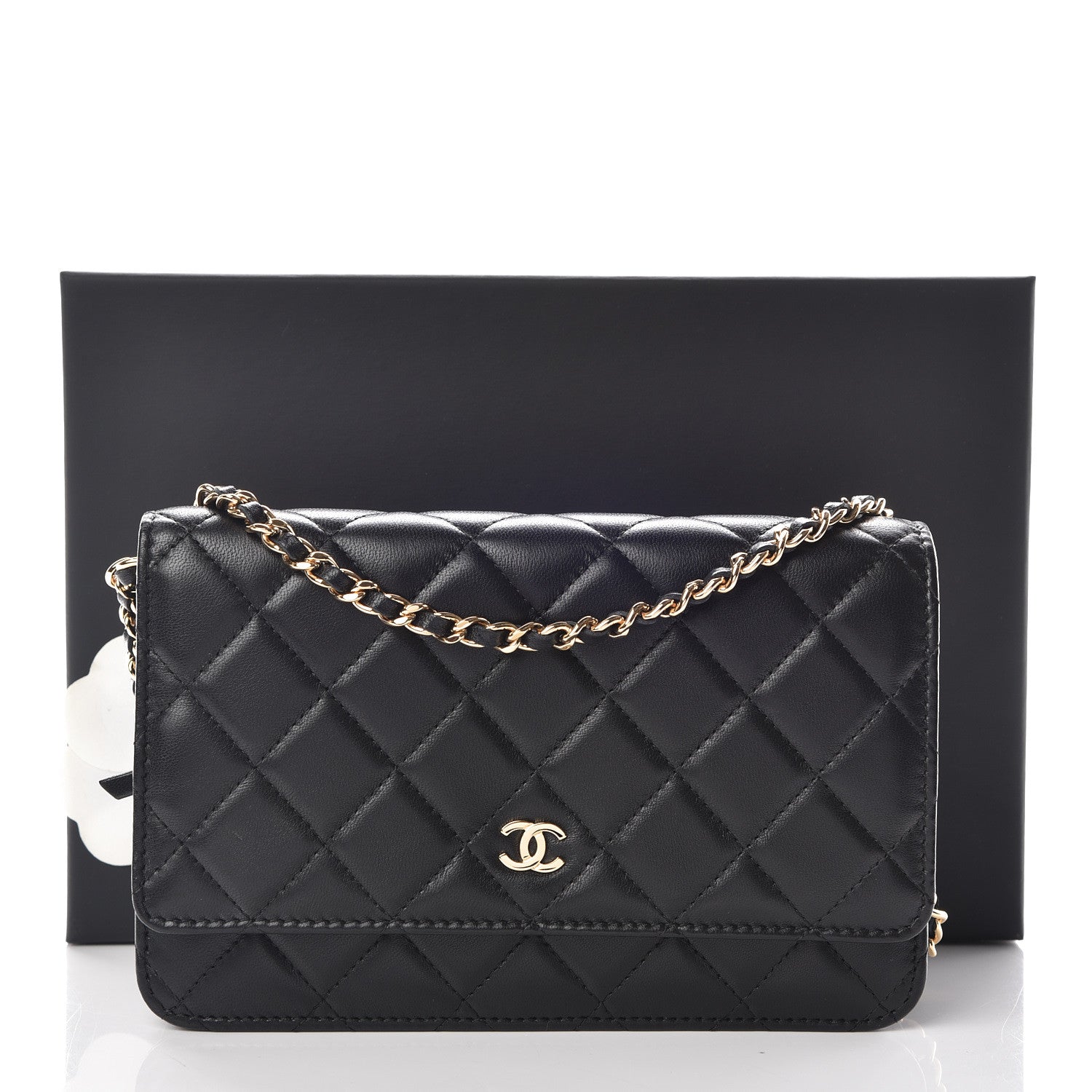 Chanel Lambskin Quilted Wallet On Chain WOC Black 13 of 13