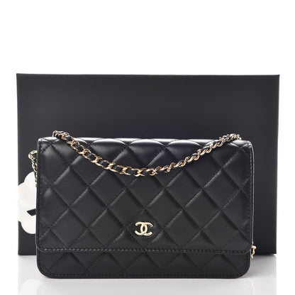 Chanel Lambskin Quilted Wallet On Chain WOC Black 13 of 13