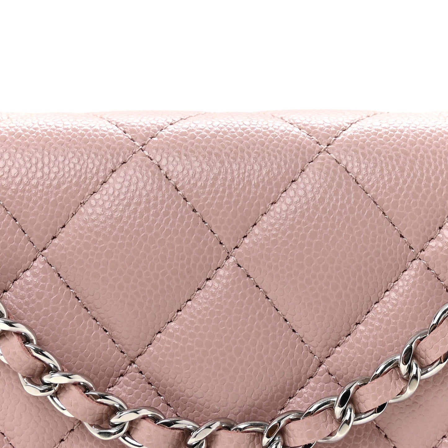 Caviar Quilted Wallet on Chain WOC Light Pink