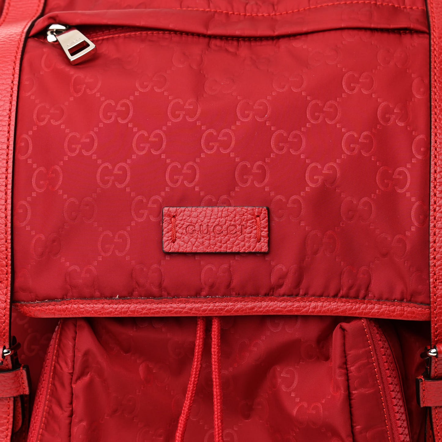 Nylon Monogram Dollar Calfskin Medium Light Double Buckle Backpack Vibrant Red