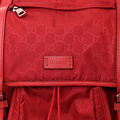 Gucci Nylon Monogram Dollar Calfskin Medium Light Double Buckle Backpack Vibrant Red 8 of 10