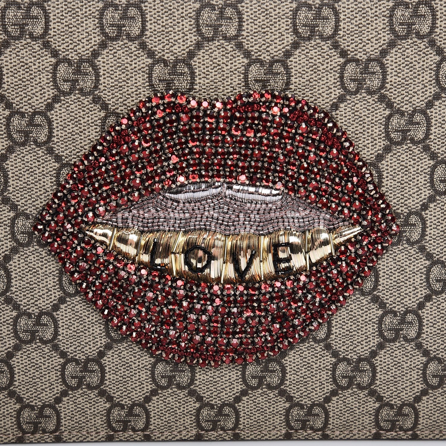 Gucci GG Supreme Monogram Merveilles Lips Zip Pouch Hibiscus Red 8 of 10