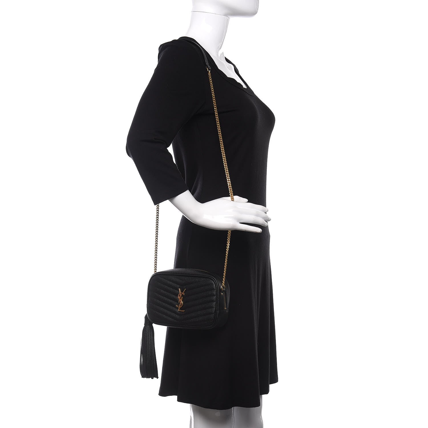 Saint Laurent Grain De Poudre Matelasse Monogram Mini Lou Camera Bag Black 2 of 11