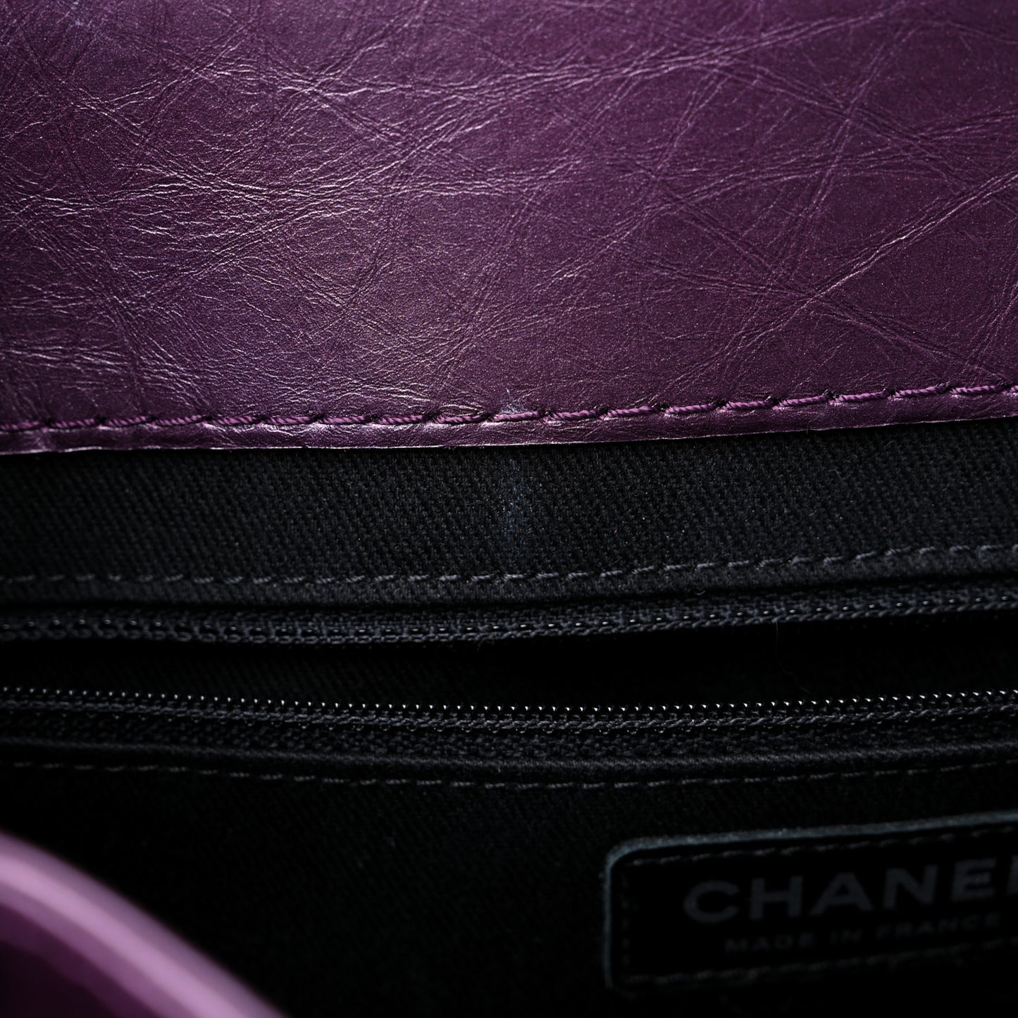 Metallic Calfskin Medium Lady Pearly Flap Dark Purple