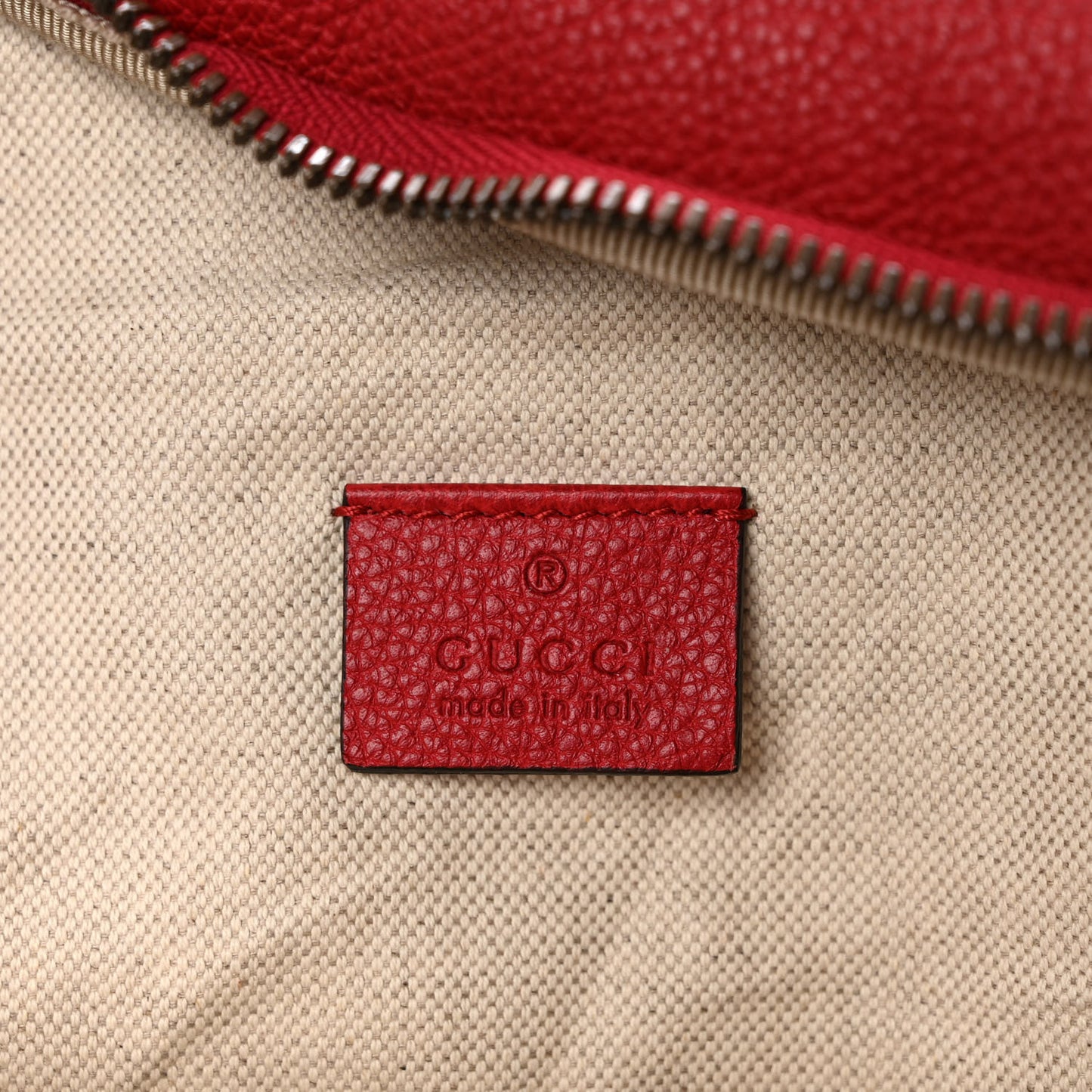 Grained Calfskin Logo Belt Bag Hibiscus Red