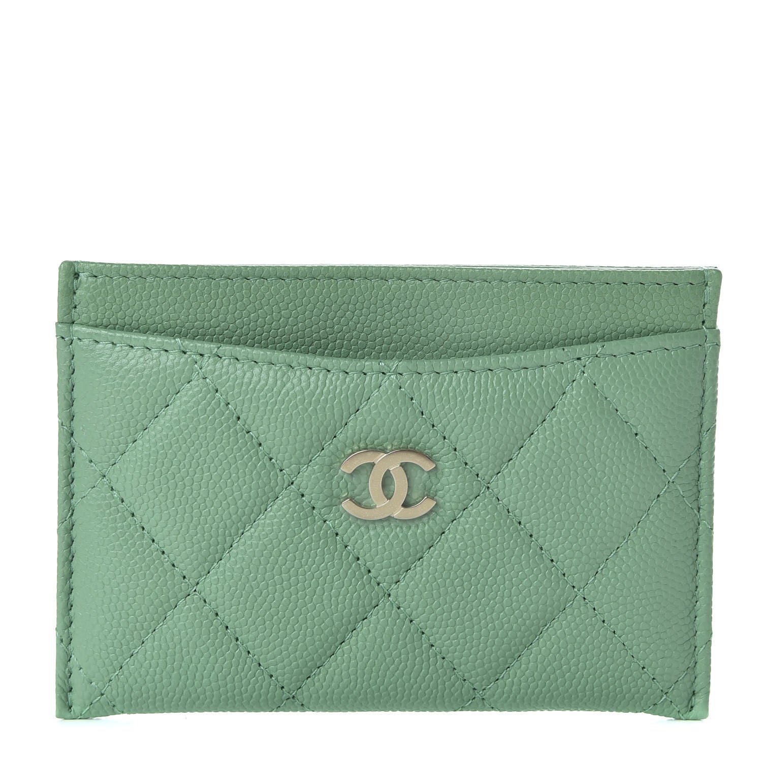 Chanel Caviar Quilted Card Holder Green 1 of 9