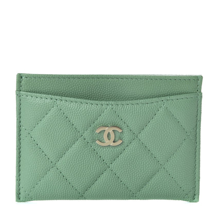 Chanel Caviar Quilted Card Holder Green 1 of 9