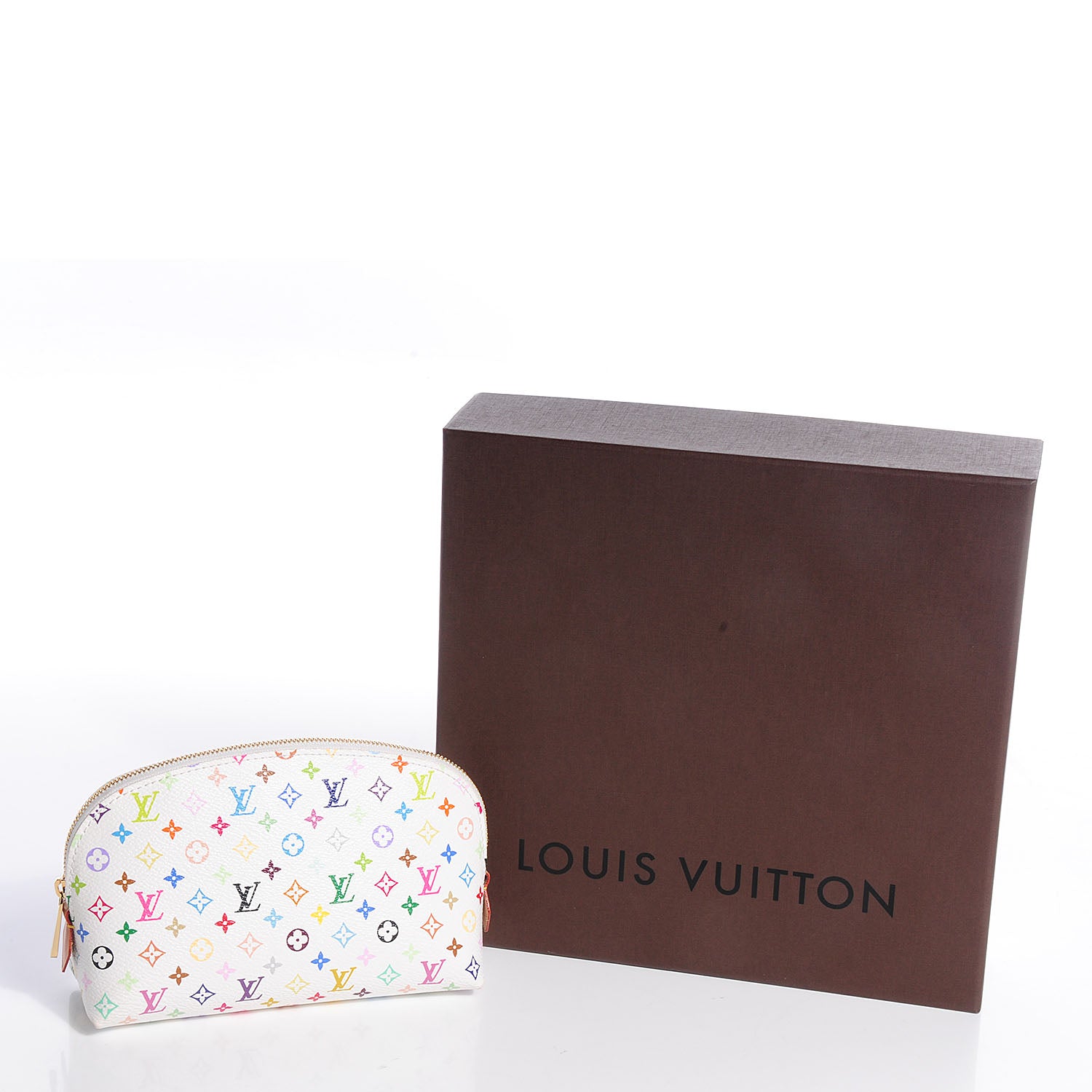 Louis Vuitton Monogram Multicolor Cosmetic Pouch White Litchi 5 of 8