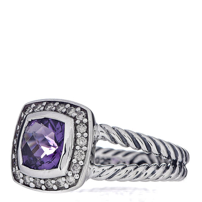 David Yurman Sterling Silver Diamond Amethyst 7mm Petite Albion Ring 53 6.25 3 of 5