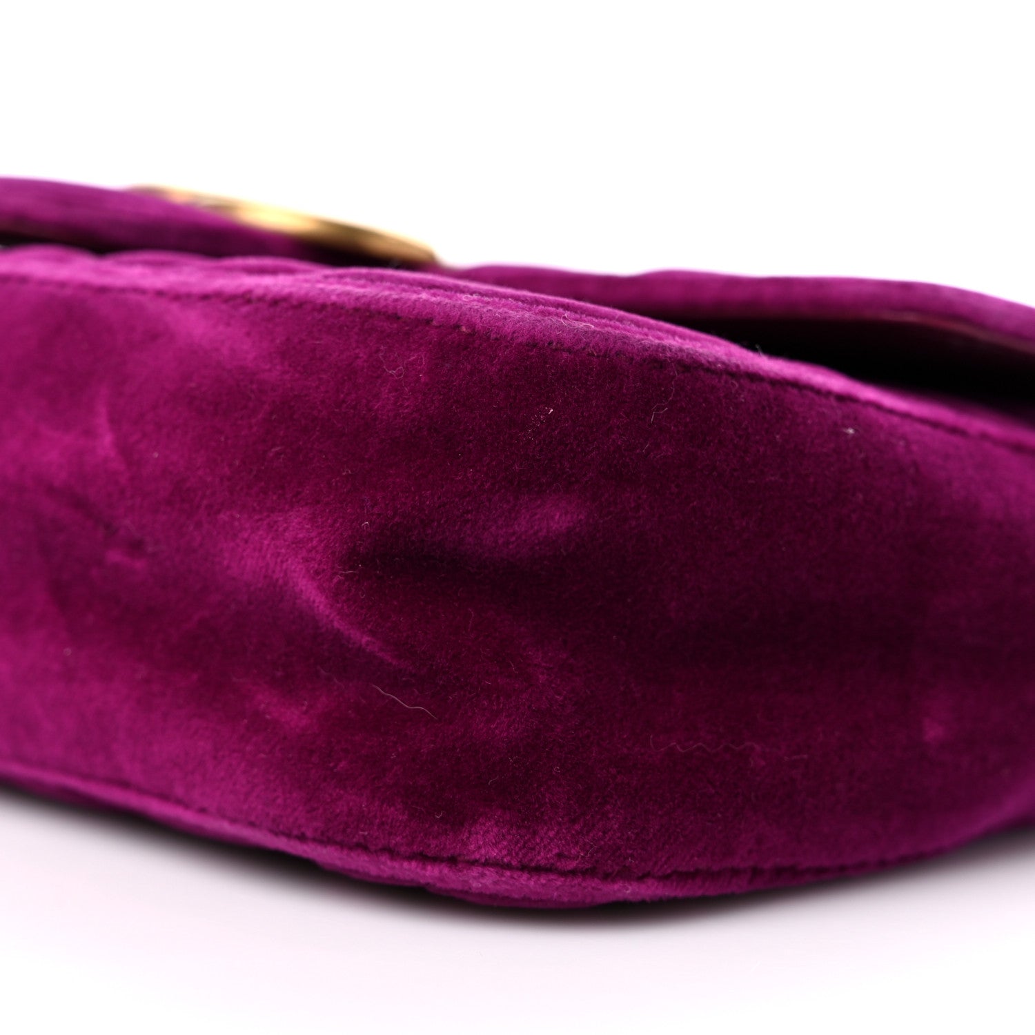 Gucci Velvet Matelasse Mini GG Marmont Shoulder Bag Fuchsia Violet Cyclamen 9 of 9