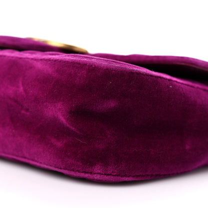Gucci Velvet Matelasse Mini GG Marmont Shoulder Bag Fuchsia Violet Cyclamen 9 of 9