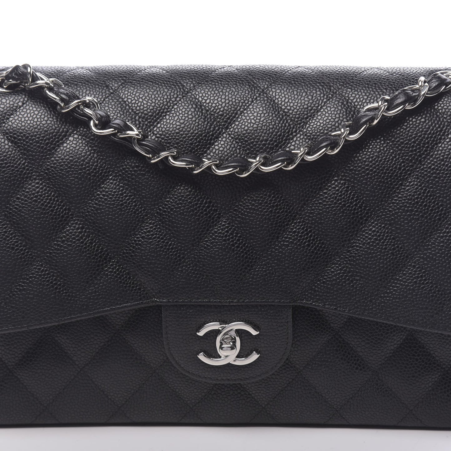 Caviar Quilted Jumbo Double Flap Black