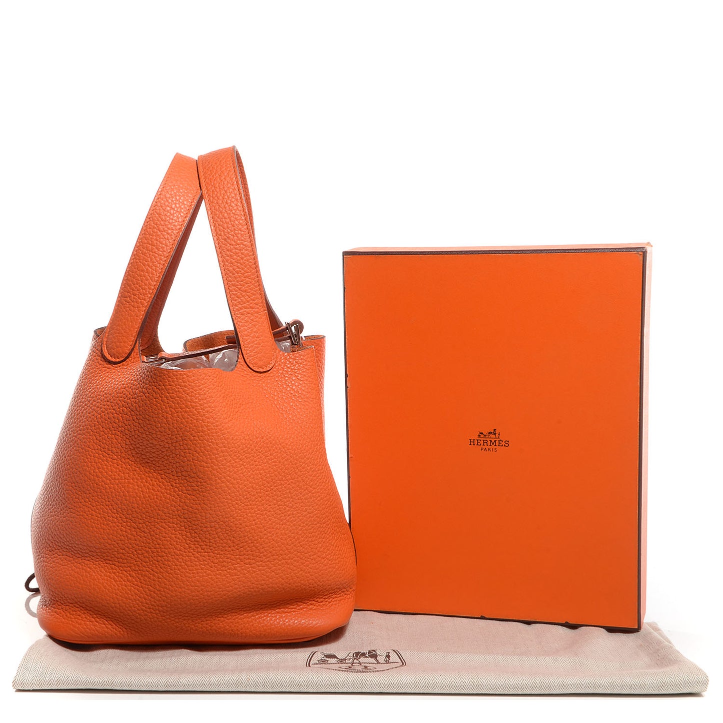 Taurillon Clemence Picotin Lock MM Orange