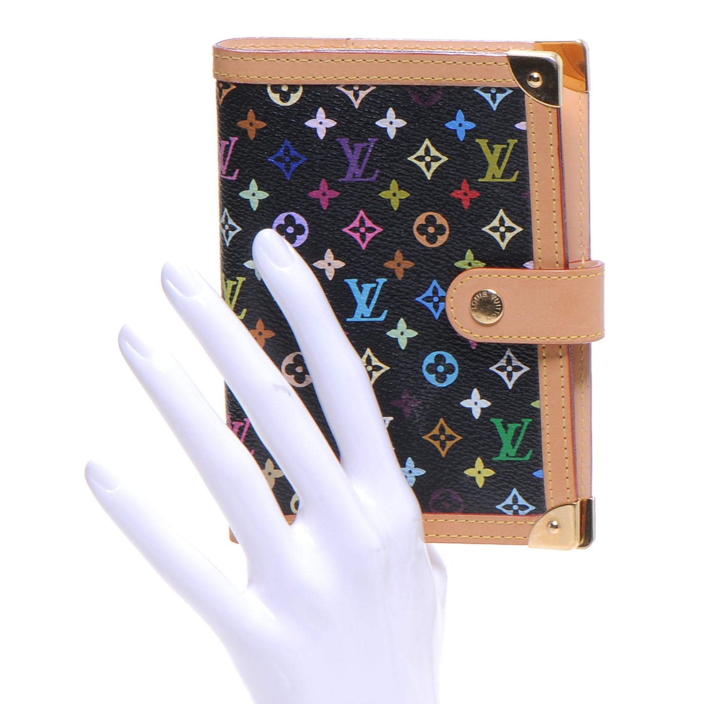 Monogram Multicolor Small Ring Agenda Cover Black