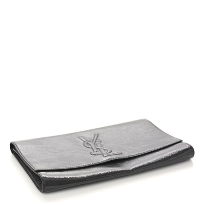 Saint Laurent Textured Patent Monogram Large Belle De Jour Clutch Grey 4 of 8