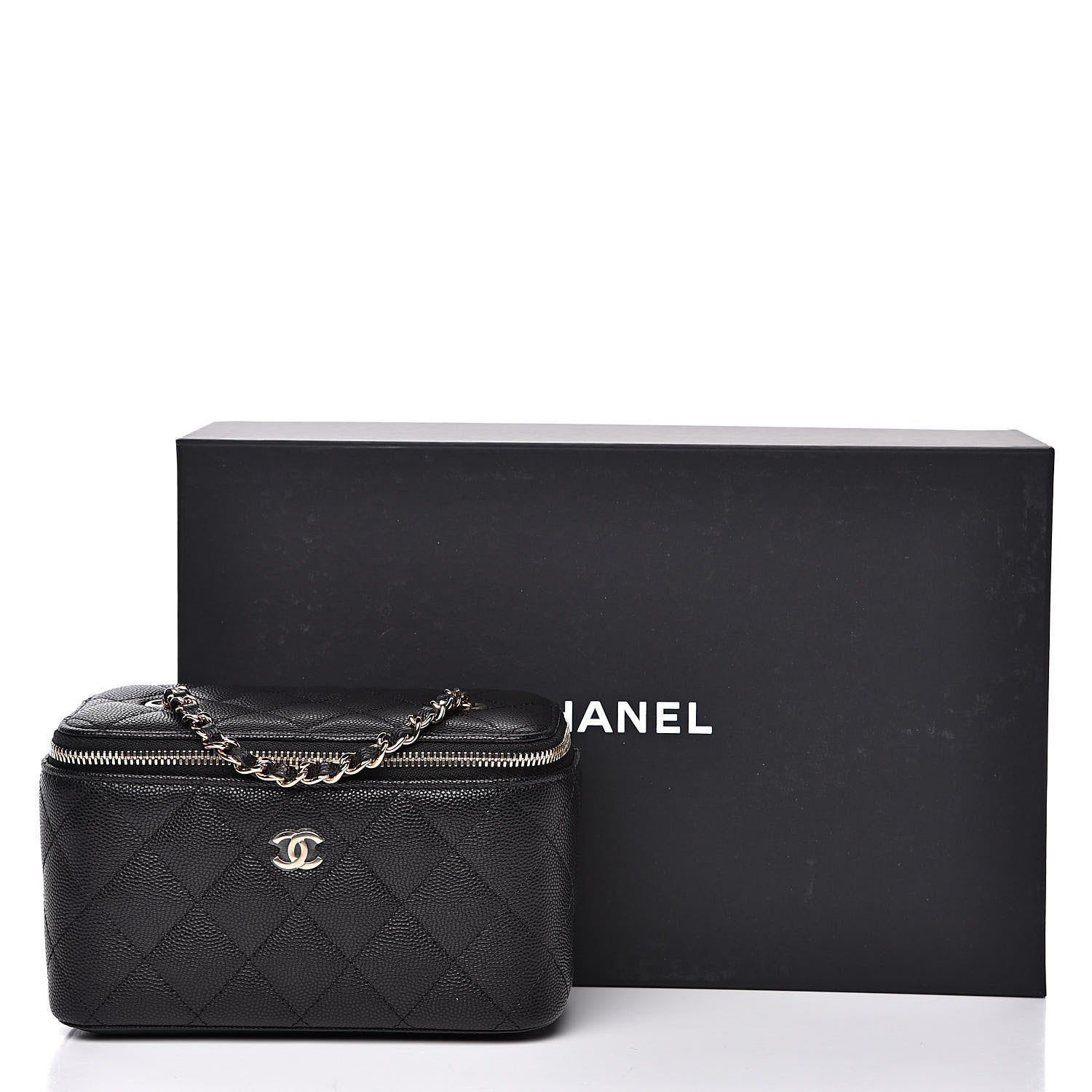 Chanel Caviar Quilted Small Vanity Case With Chain Black 10 of 10