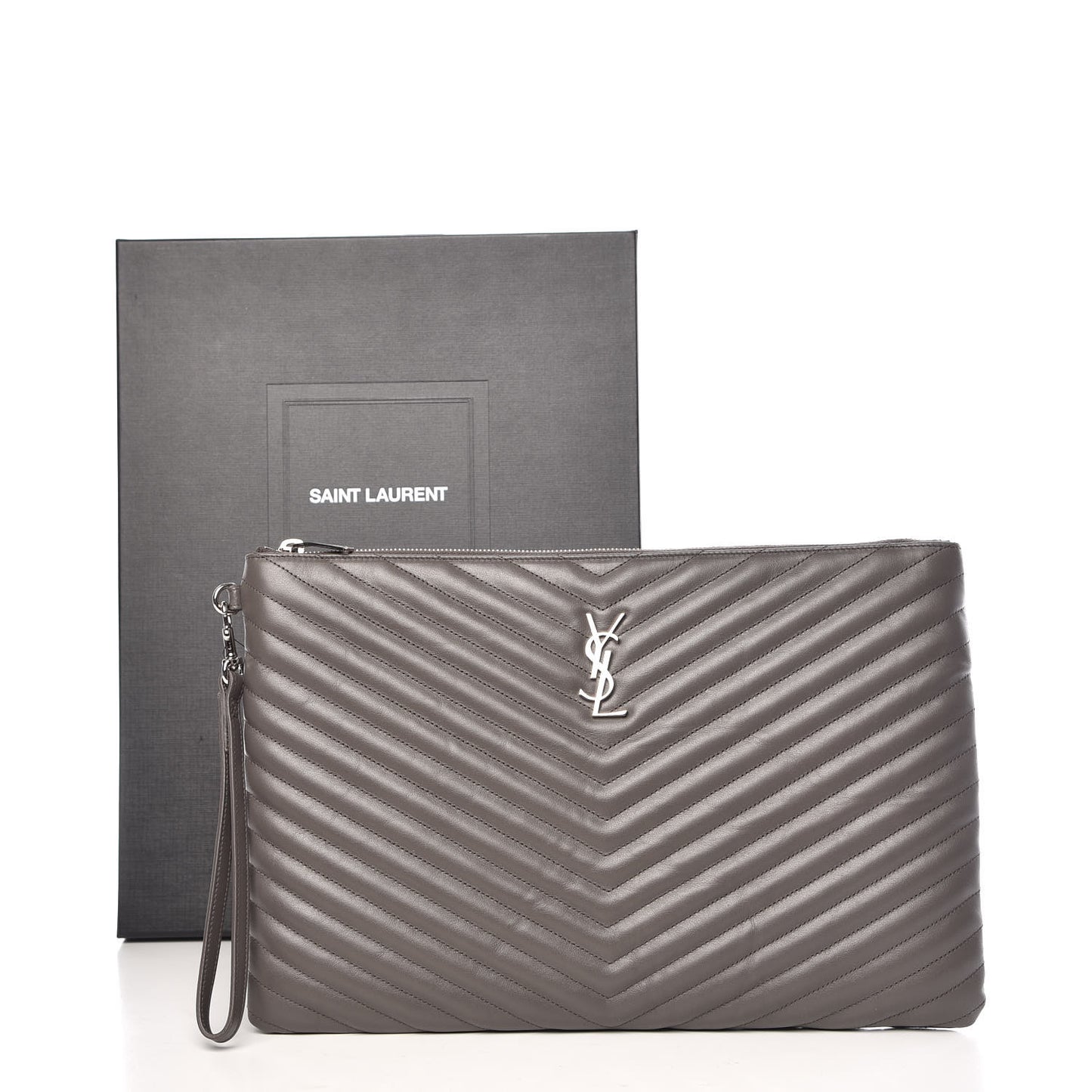 Calfskin Matelasse Chevron Cassandre Monogram Document Holder Earth