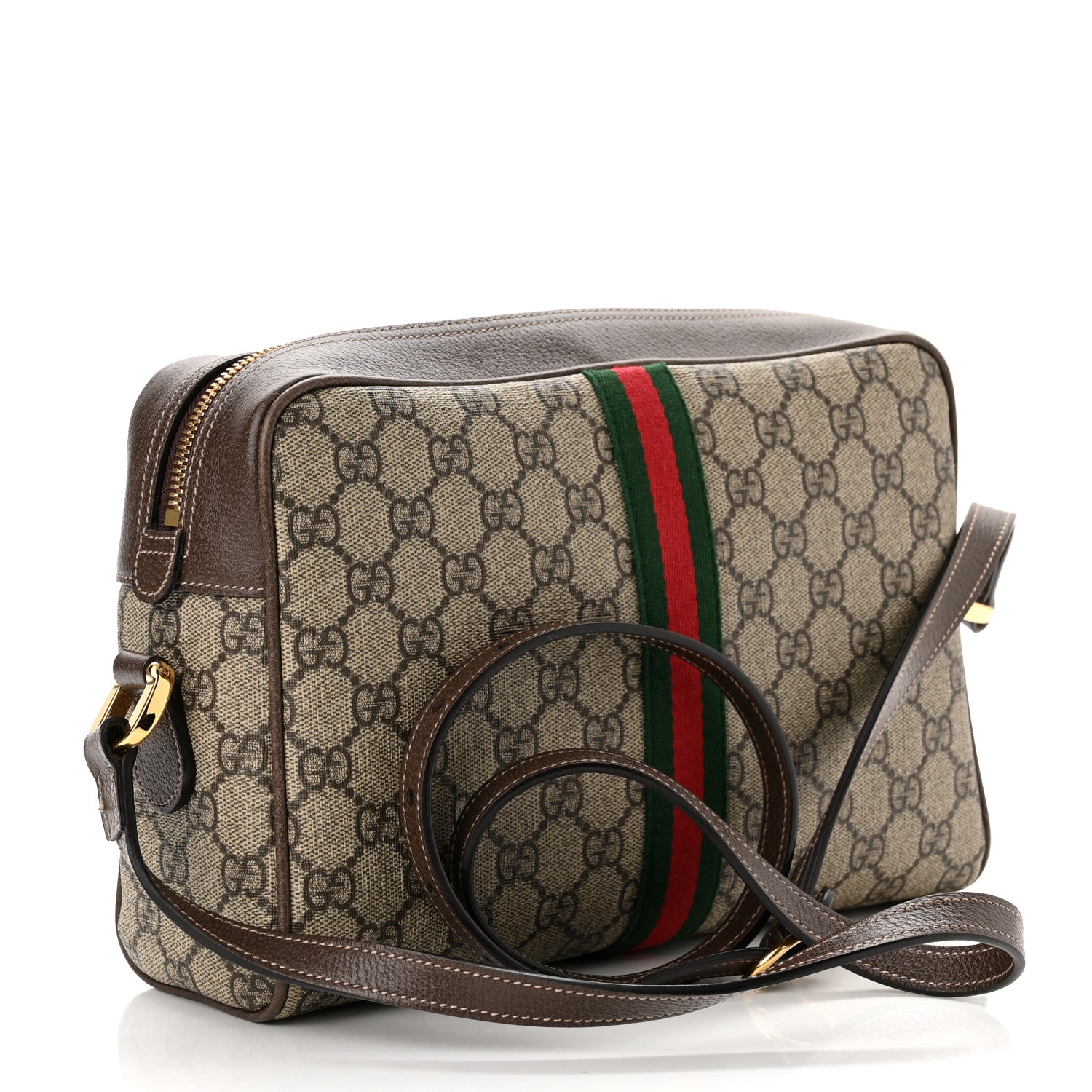 Gucci GG Supreme Monogram Web Small Ophidia Shoulder Bag Brown 3 of 10